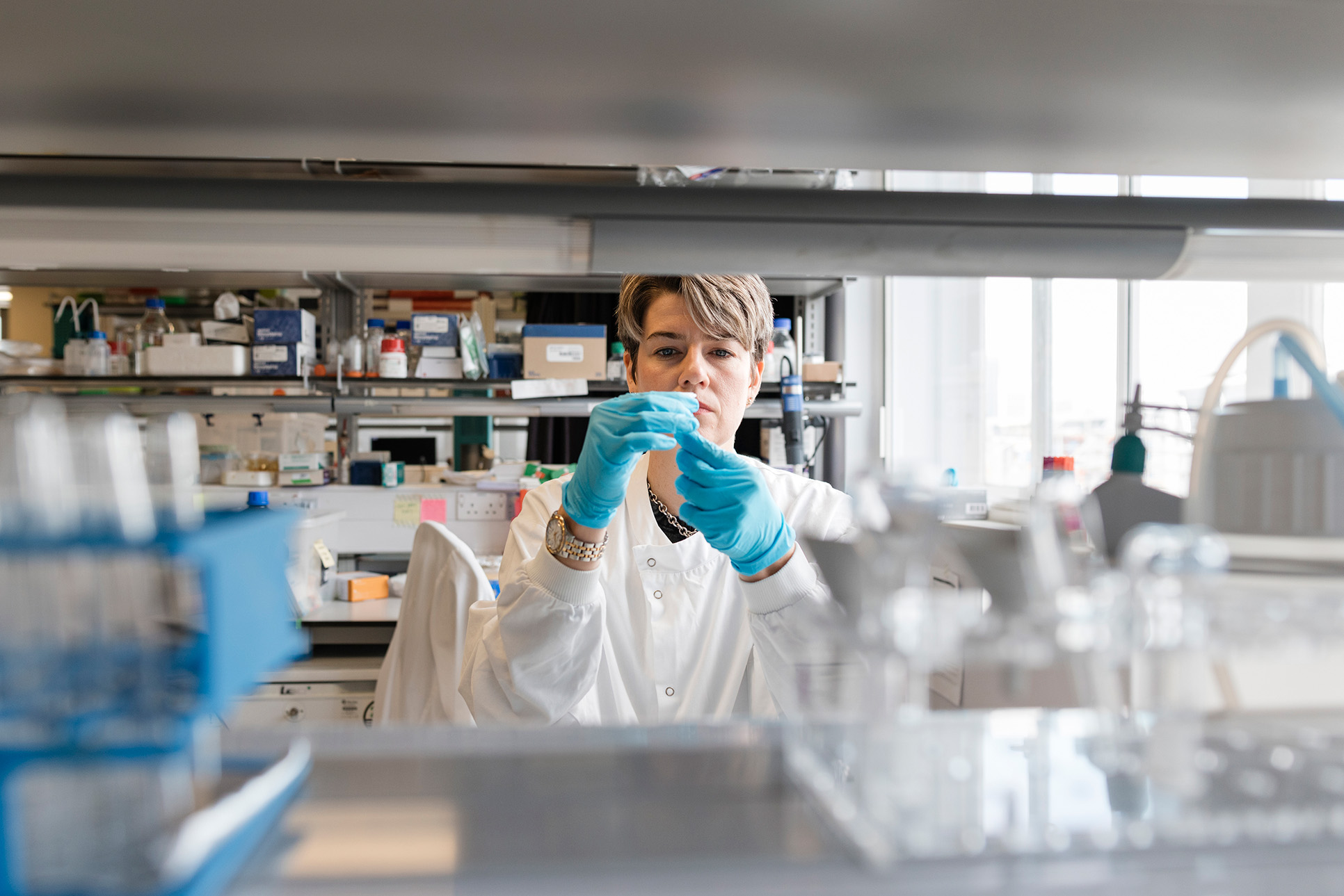 researcher in medical lab